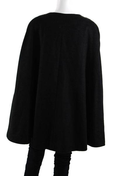 Blaque Label Womens Wool Textured Hook & Loop Wrapped Coat Cape Black Size M/L