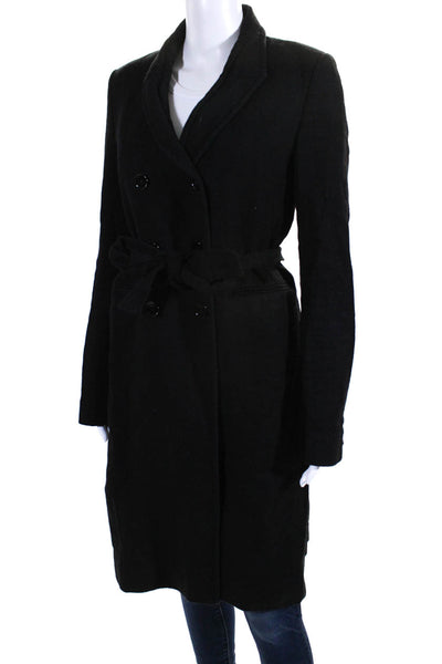 Victoria Beckham Women's Collared Long Sleeves Button Up Coat Black Size 6