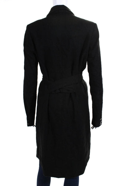 Victoria Beckham Women's Collared Long Sleeves Button Up Coat Black Size 6