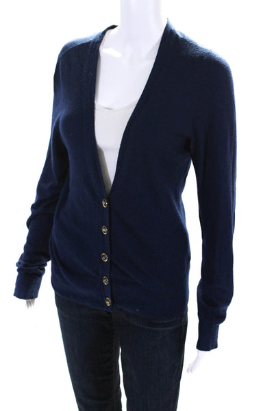 Lilly Pulitzer Womens Navy V-Neck Long Sleeve Cardigan Sweater Top Size L