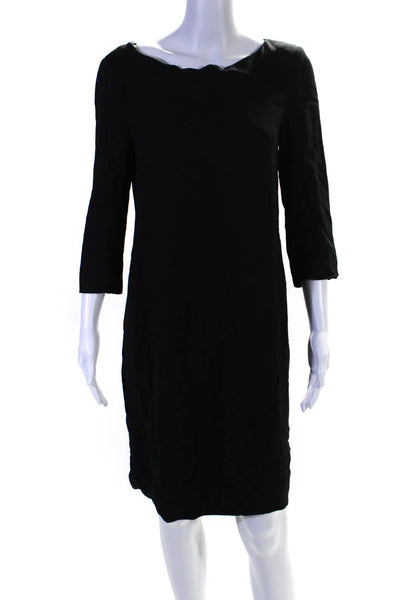 Vince Women's Round Neck 3/4 Sleeves A-Line Mini Dress Black Size 8