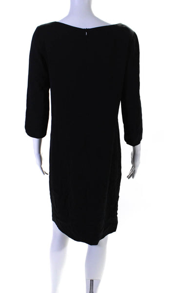 Vince Women's Round Neck 3/4 Sleeves A-Line Mini Dress Black Size 8