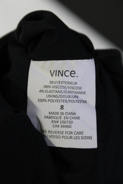 Vince Women's Round Neck 3/4 Sleeves A-Line Mini Dress Black Size 8