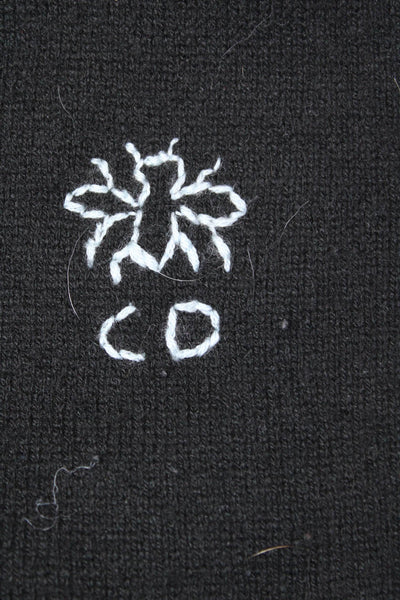 Dior Womens Black Cashmere Embroidered Detail Scarf Size OS