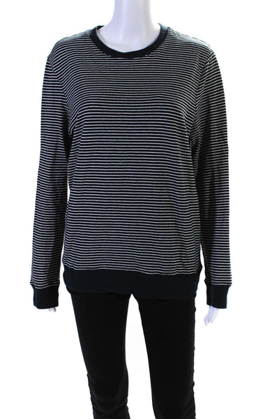 A.P.C. Womens Navy Cotton Striped Crew Neck Long Sleeve Sweatshirt Size M