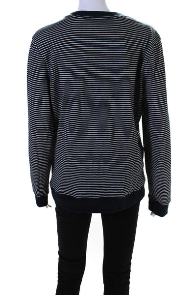 A.P.C. Womens Navy Cotton Striped Crew Neck Long Sleeve Sweatshirt Size M