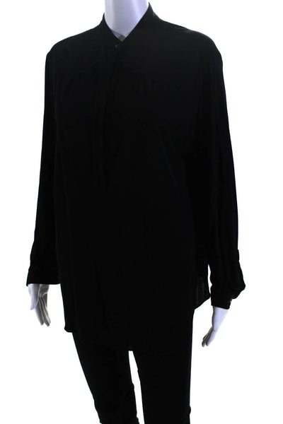 Polo Ralph Lauren Womens 3/4 Sleeve Collarless Knit Shirt Black Size Medium