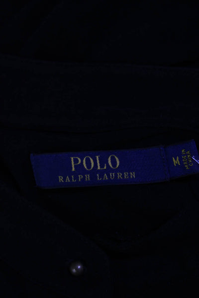 Polo Ralph Lauren Womens 3/4 Sleeve Collarless Knit Shirt Black Size Medium