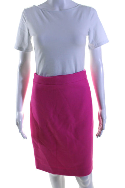 J Crew Womens Lined Wool Knee Length Pencil Skirt Pink Size 0