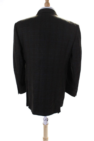 Burberry London Mens Kensington Check Blazer Jacket Brown Navy Size 42