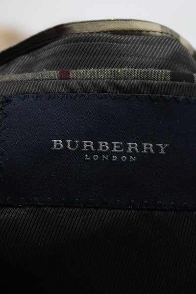 Burberry London Mens Kensington Check Blazer Jacket Brown Navy Size 42