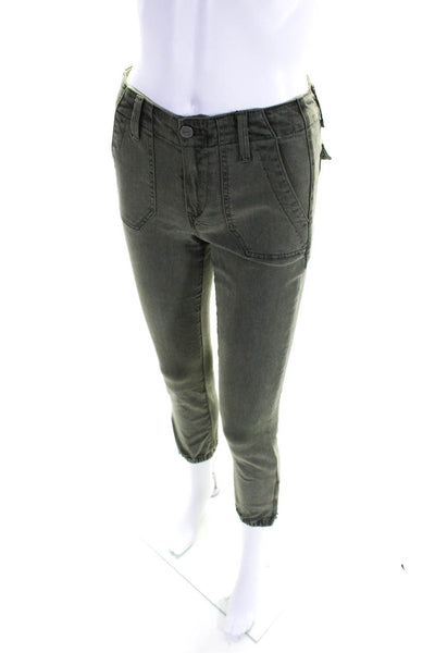 Paige Womens Mid Rise Slim Skinny Cropped Jeans Pants Olive Green Size 23