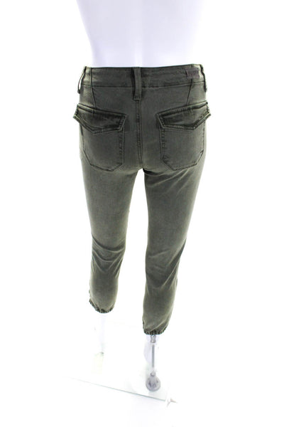 Paige Womens Mid Rise Slim Skinny Cropped Jeans Pants Olive Green Size 23