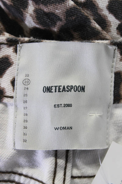 One Teaspoon Womens Cotton Leopard Print Distressed Shorts Multicolor Size 23