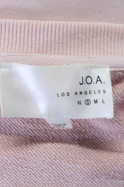 J.O.A. Womens Crew Neck Ruffled Long Sleeve Pullover Sweatshirt Pink Size S