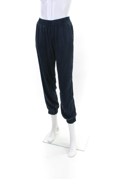 Mijo Womens Silk Pull On High Rise Jogger Pants Navy Blue Size Extra Small