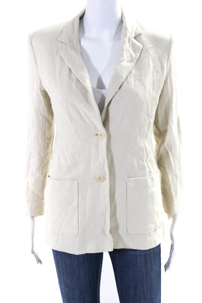 Nordstrom Womens Two Button Notched Lapel Knit Blazer Jacket Beige Size 4