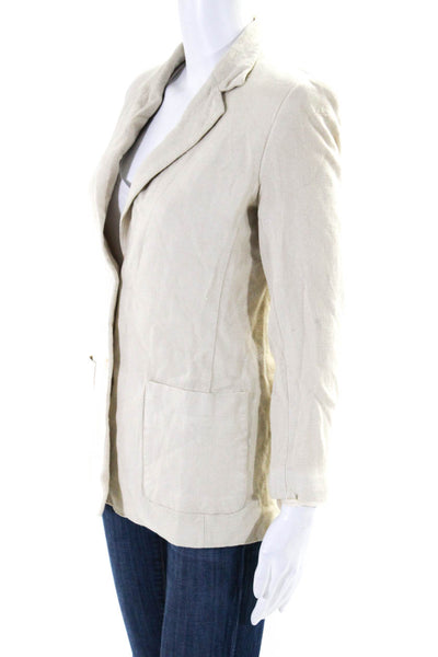 Nordstrom Womens Two Button Notched Lapel Knit Blazer Jacket Beige Size 4