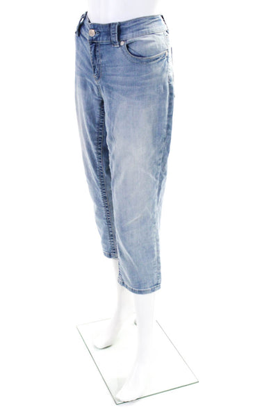 Seven7 Womens Zipper Fly High Rise Medium Wash Cropped Jeans Blue Size 14