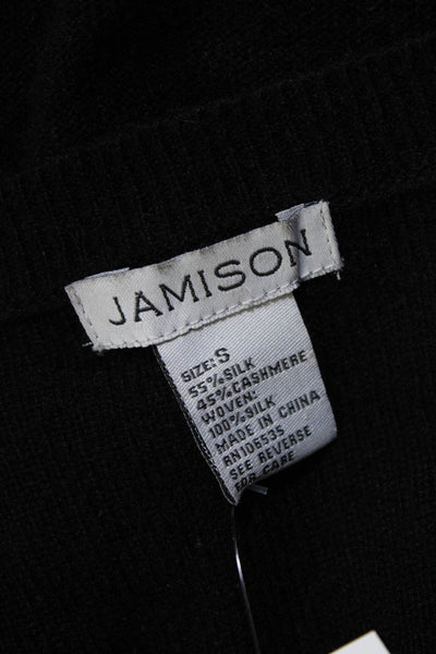 Jamison Womens Cashmere Silk Trim V Neck Long Sleeve Knit Top Black Size S