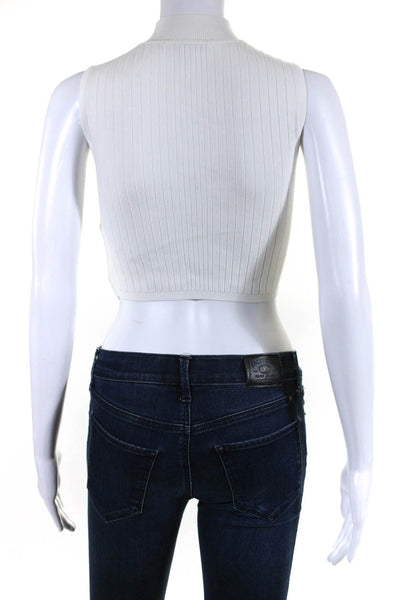 Cushnie Et Ochs Womens Turtleneck Sleeveless Shell Sweater White Size Extra Smal