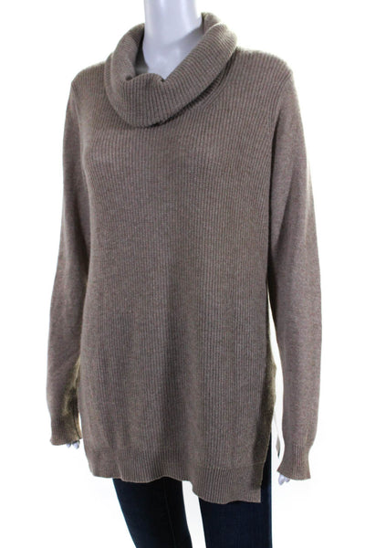 Theory Womens Cashmere Long Sleeves Madalinda Turtleneck Sweater Beige Size Larg