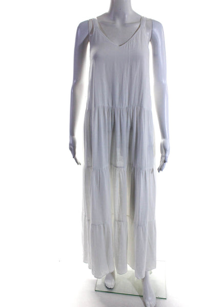 Splendid Women's Scoop Neck Spaghetti Straps Tiered Maxi Dress White Size XS