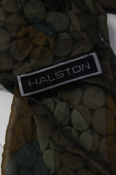 Halston Womens Silk Polka Dotted Geometric Sheer Wrapped Scarf Green Size OS