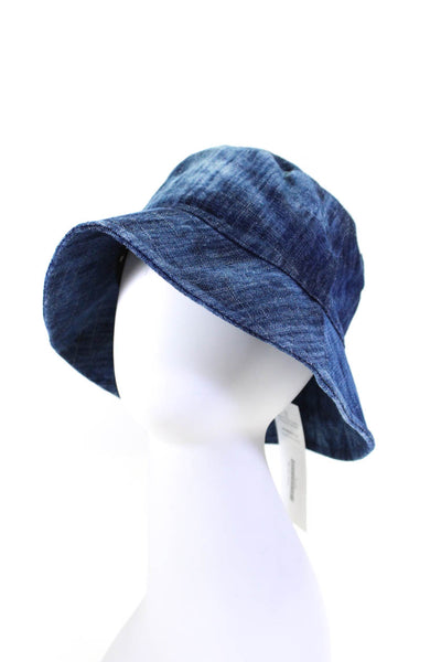 Lele Sadoughi Womens Blue Dark Wash Cotton Denim Bucket Hat Size OS