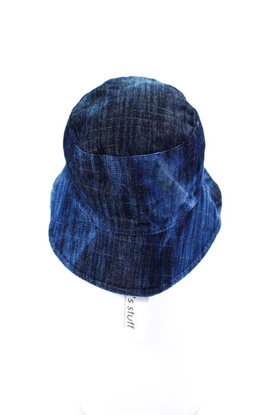 Lele Sadoughi Womens Blue Dark Wash Cotton Denim Bucket Hat Size OS