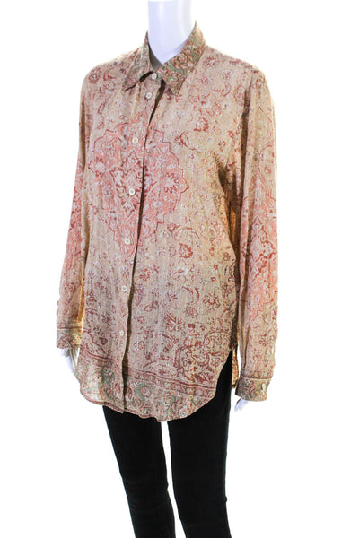 ACNE Studios Womens Brown Cotton Printed Long Sleeve Button Down Shirt Size 36