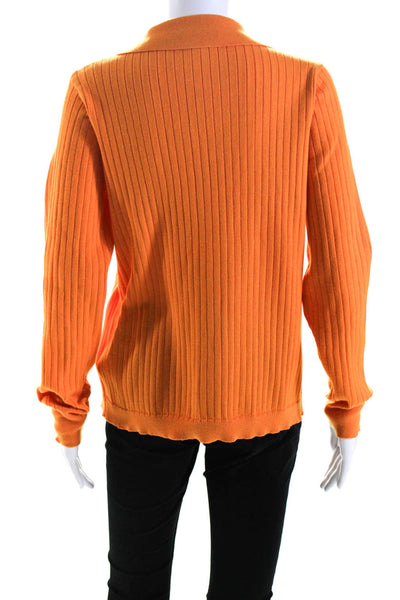 Nanette Lepore Women's Long Sleeves Ribbed Cardigan Sweater Orange Size L