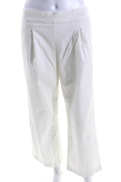 J. Mclaughlin Women's Elastic Waist Flat Front Straight Leg Pant Cream Size M