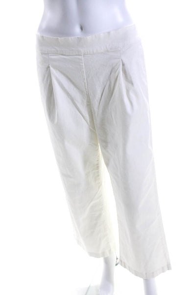 J. Mclaughlin Women's Elastic Waist Flat Front Straight Leg Pant Cream Size M