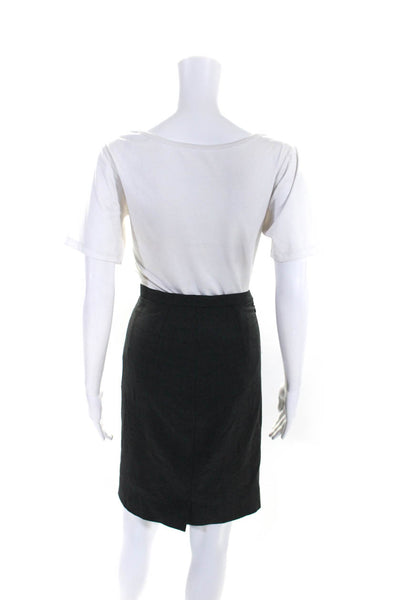 Bally Womens Knee Length Twill Pencil Skirt Gray Wool Size 4