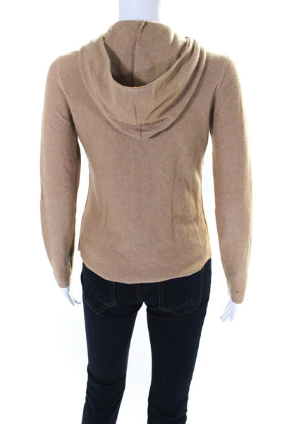 Rivamonti Womens Wool Long Sleeve Zipped Hooded Sweater Jacket Brown Size S