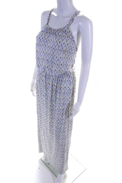 Joie Womens Sleeveless Scoop Neck Abstract Printed Maxi Dress White Blue Small