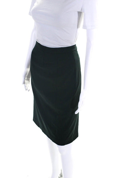 Escada Womens Back Zip Knee Length Pencil Skirt Green Wool Size IT 44