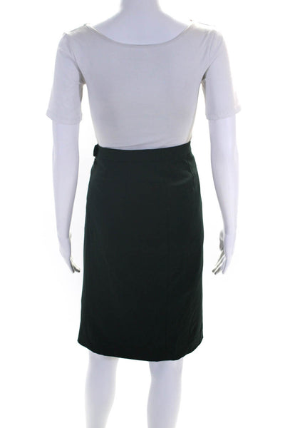 Escada Womens Back Zip Knee Length Pencil Skirt Green Wool Size IT 44