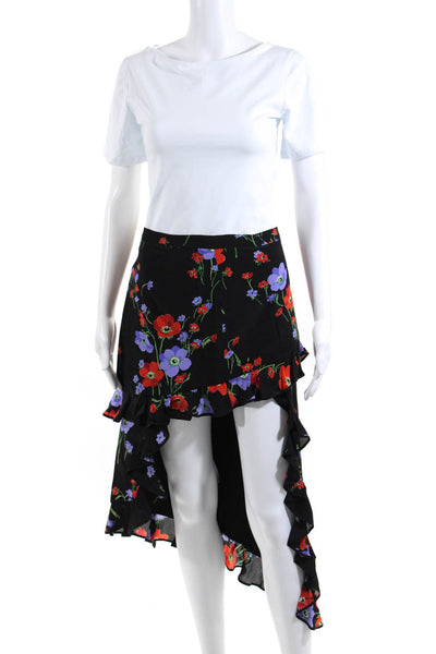 N 21 Women's Hook Closure Asymmetrical Ruffle Lined Floral Midi Skirt Size 38