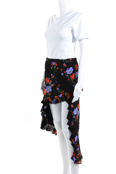 N 21 Women's Hook Closure Asymmetrical Ruffle Lined Floral Midi Skirt Size 38