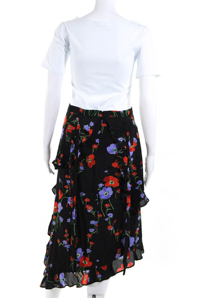 N 21 Women's Hook Closure Asymmetrical Ruffle Lined Floral Midi Skirt Size 38