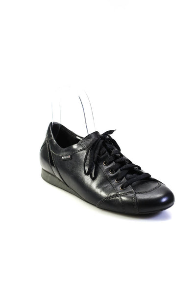 Mephisto Womens Lace Up Round Toe Low Top Sneakers Black Leather Size 7.5