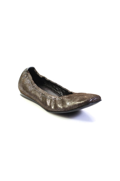 Donald J Pliner Womens Metallic Round Toe Ballet Flats Brown Suede Size 7.5M