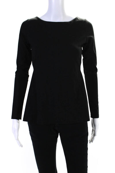 Susana Monaco Womens Long Sleeve Tie Front Stretch Knit Top Black Size XS