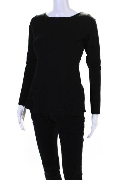 Susana Monaco Womens Long Sleeve Tie Front Stretch Knit Top Black Size XS