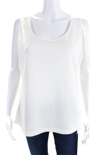 St. John Womens Scoop Neck Pullover Shell Sweater Optic White Size Large