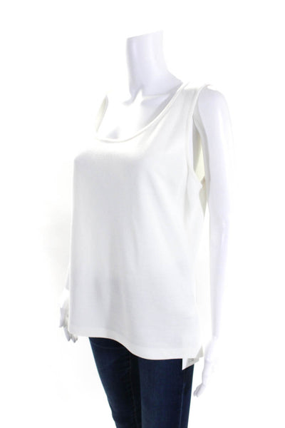 St. John Womens Scoop Neck Pullover Shell Sweater Optic White Size Large