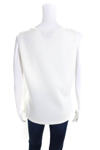 St. John Womens Scoop Neck Pullover Shell Sweater Optic White Size Large