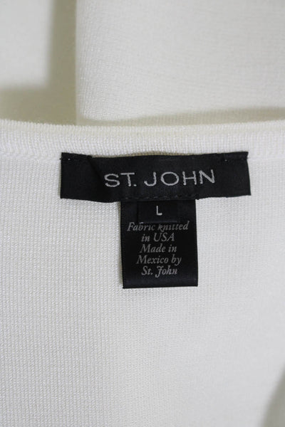 St. John Womens Scoop Neck Pullover Shell Sweater Optic White Size Large